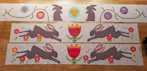 3 randen in de maak van de Down the Rabbit Hole quilt (Sarah Fielke)