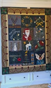 kerst quilt - Merry Christmas Heart in Hand