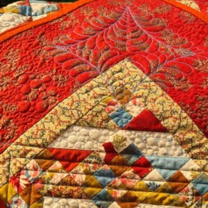 Quilt-closeup van veren