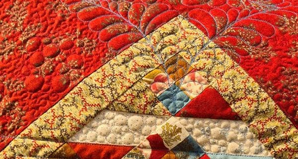 Quilt-closeup van veren